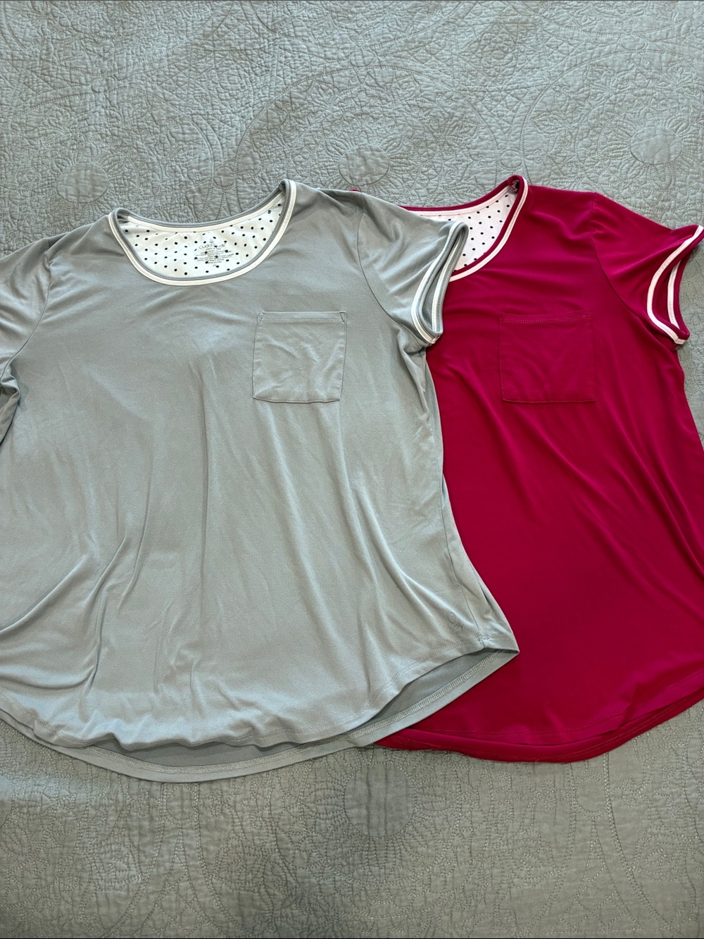 Set of 2 Cuddle Duds pajama tops Gray and Berry L